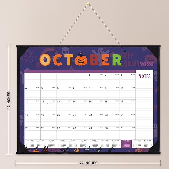 Desk Calendar 2026-2027 - Large Desk Calendar 2026-2027, 22" x 17", Jul. 2026 - Dec. 2027, Desk Calendars Large, 18 Months, Corner Protectors, Hanging Holes, Notes - 12 Themes