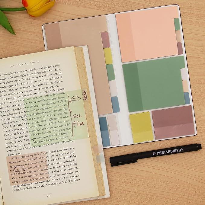 Pastel Transparent Sticky Notes, Bible Study Supplies, See Through Sticky Notes Tabs Book, 2-in-1 Clear Sticky Notes & Index Tabs Set for Reading Books Annotating Page Tabs Page Marker, Office Supply
