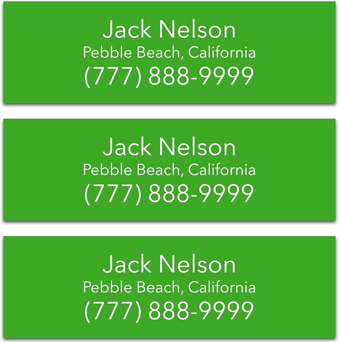 Personalized Golf Club Name Labels (30 Labels) - Custom Waterproof Name Stickers for Golf Clubs (Green with White Text)