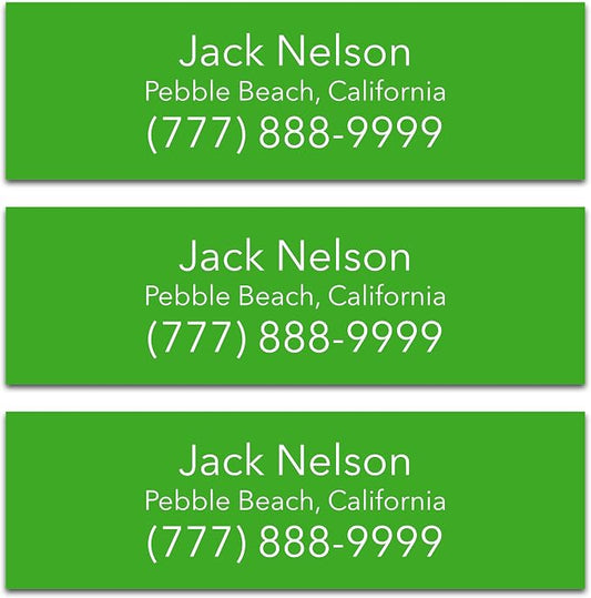 Personalized Golf Club Name Labels (30 Labels) - Custom Waterproof Name Stickers for Golf Clubs (Green with White Text)