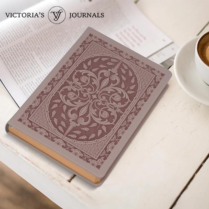 VICTORIA'S JOURNALS Vintage Journal Faux Leather Gilded Edge Hardcover | Retro Embossed Cover, Fountain Pen Friendly Paper, Premium Vegan Leather Notebook, Gilded Edges, Great for Gifting