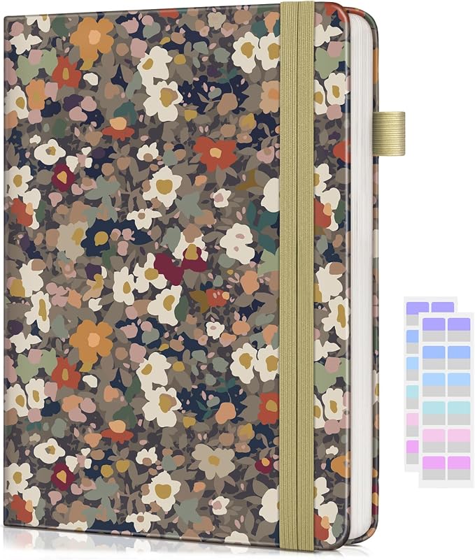 dilitego Lined Journal Notebook for Women Men, 256 Numbered Pages Hardcover Notebooks for Work, A5 Journaling Notebooks, College Ruled Journals for Writing Business School 5.75" x 8.38" Petals