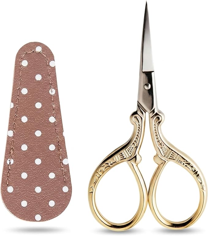 BIHRTC 3.6Inch Vintage Crochet Scissors - Small Embroidery Scissors with Stainless Steel Sharp Pointed Blades - Ideal for Sewing, Craft, DIY & Artwork DIY Tool