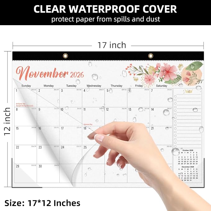 Tcamp Desk Calendar 2026-2027, 18 Months Desktop Calendar from July 2026 to December 2027, Large 17" x 12" Wall Calendar with Julian Dates, Desk Planner for Home School Office Desktop