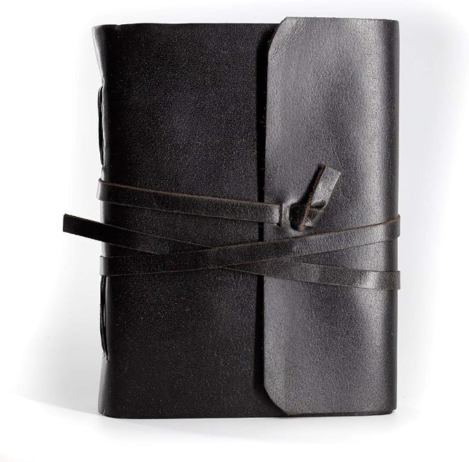 KomalC Handmade Leather Journal | Writing Notebook Diary | Bound Daily Notepad For Men & Women Unlined Paper Medium, writing pad for artist, sketch
