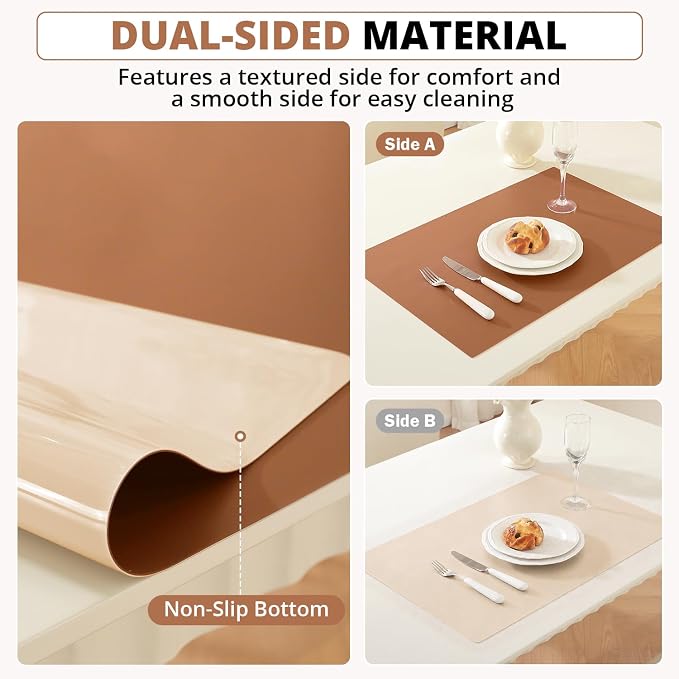 OstepDecor Brown Table Cover Protector 30 x 60 Inch, 1.5mm Thick Plastic Table Cover, Dining Table Protector Pad, Waterproof & Easy Cleaning PVC Desk Mat for Dresser, Coffee & Kitchen Wooden Tabletop
