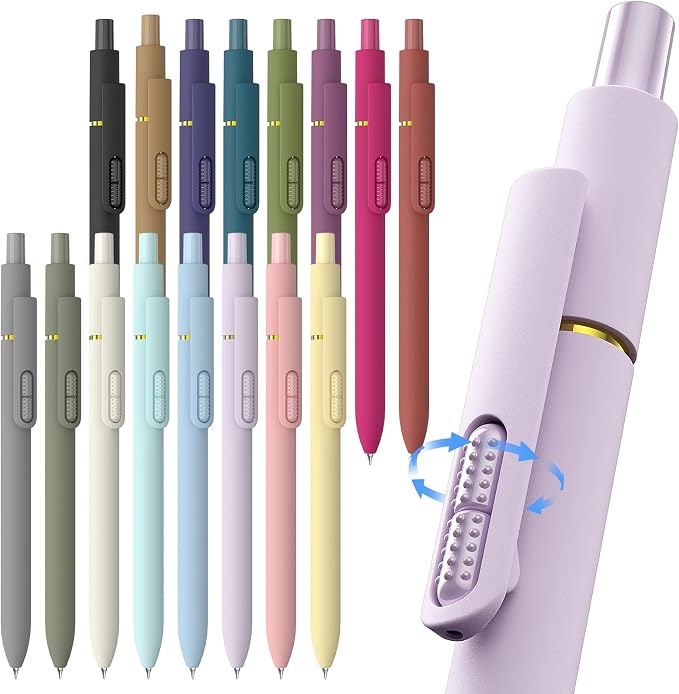 Hiacry 16 Pack Gel Pens, Quick-Dry Black Ink-0.7 MM Fine Point Fidget Pens | Smooth Writing, Stress Relief, No Smear, Journaling, Note Taking, School, Office, Gift, Students & Adults (Vintage+Morandi)
