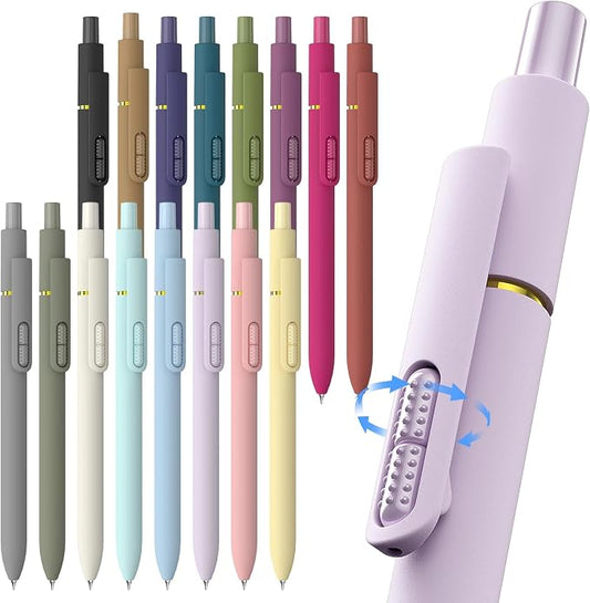 Hiacry 16 Pack Gel Pens, Quick-Dry Black Ink-0.7 MM Fine Point Fidget Pens | Smooth Writing, Stress Relief, No Smear, Journaling, Note Taking, School, Office, Gift, Students & Adults (Vintage+Morandi)