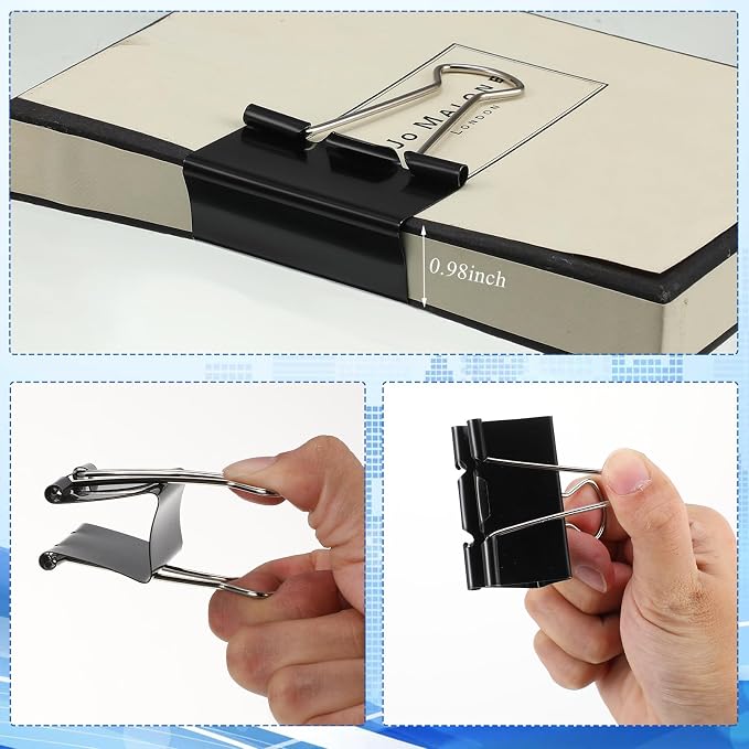 Jetec 100 Pcs Extra Large Binder Clips Bulk 2 Inch Metal Jumbo Binder Clips Office Supplies Black Paper Clamps for Teachers Students Office Business Supplies
