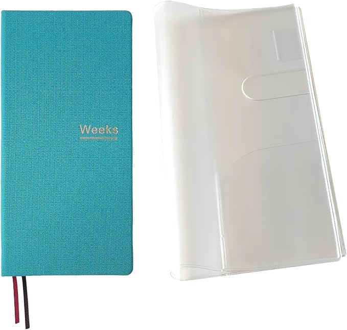Undated Weekly Planner Notebook Pocket Organizer Appointment Book Journal Notebook A6 Week Plan Notepad (Lake blue with cover)