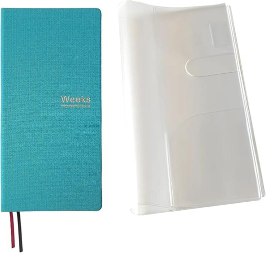 Undated Weekly Planner Notebook Pocket Organizer Appointment Book Journal Notebook A6 Week Plan Notepad (Lake blue with cover)