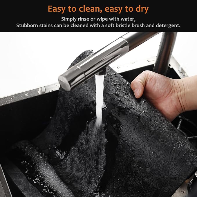 Black Plastic Placemats Set of 6, Faux Leather Waterproof Table Mats | Black Vinyl placemats, Wipeable and heat resistant table mats.Easy to clean,great for indoor and outdoor