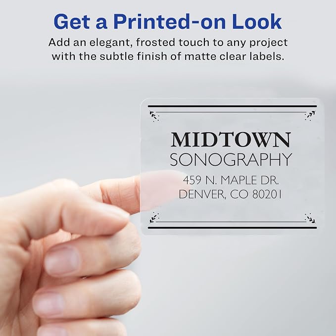 Avery Matte Frosted Clear Address Labels for Laser Printers, 2" x 4", 500 Labels, 5 Packs (5663)