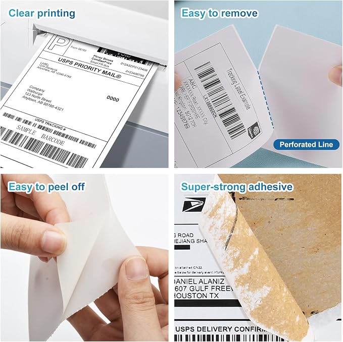 9527 Product 4x6 Blank Direct Thermal Shipping Labels for Zebra 2844 Zp-450 Zp-500 Zp-505,250 Labels/Roll,Total 80 Rolls