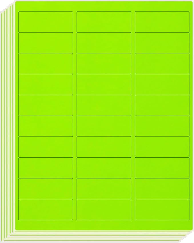 L LIKED 900 Fluorescent Green Address Labels, 1" X 2-5/8" Neon Colored Labels Handwritten or Inkjet/Laser Print for Shipping Envelopes & Small Packages - 30 Sheets