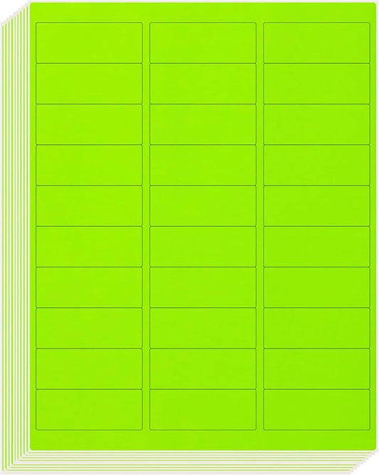 L LIKED 900 Fluorescent Green Address Labels, 1" X 2-5/8" Neon Colored Labels Handwritten or Inkjet/Laser Print for Shipping Envelopes & Small Packages - 30 Sheets