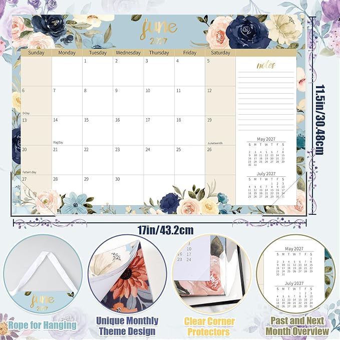 Guasslee Desk Calendar 2026, Large Desk Top Calendar 2026, 19-Month Academic Wall Calendar From Jun. 2026 to Dec. 2027 With To-Do List, Notes For School Year Office Home Teacher Planning, 17" x 11.5"