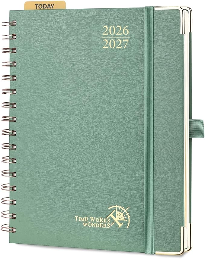 POPRUN 2026-2027 Weekly Planner 6.25" x 8.5" Weekly and Monthly Planner | Jul 2026 - Jun 2027 Daily Agenda Book with Hourly Schedule, Tabs, Hardcover, School and Office Supplies - Midnight Green