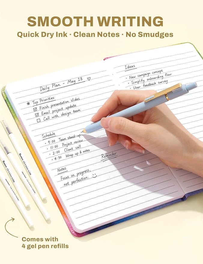 SUNEE 35PCS Aesthetic Stationery Set with Cute Pencil Case, Pastel Highlighters, Black Gel Pens, Mechanical Pencils & Refills, College School Supplies for Students Girls Beige