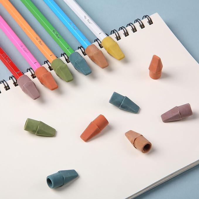 Mr. Pen- Pencil Top Erasers, 120 Pack, Folk Festival Colors | Latex-Free & No Smudge Pencil Eraser Tops