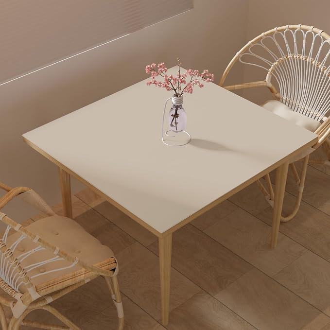 Faux Leather Table Cover,1.8mm Thick,42x42 Inch Table Protector,Table Protector for Dining Room Table,Dining Table Cover,Table Cover Protector(Beige+Light Gray,42x42)
