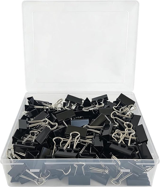 Black Medium Binder Clips,150 Pcs Medium Paper Clamps Clips 32mm/1.25 inch for for Home School Office Supplies
