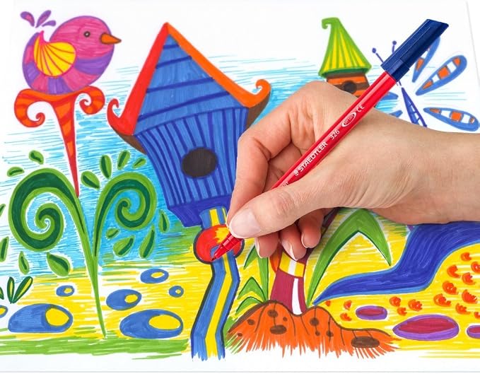 STAEDTLER 326WP20AC Noris Club Fibre-Tip Pen with Wallet - Assorted Colours, Pack of 20