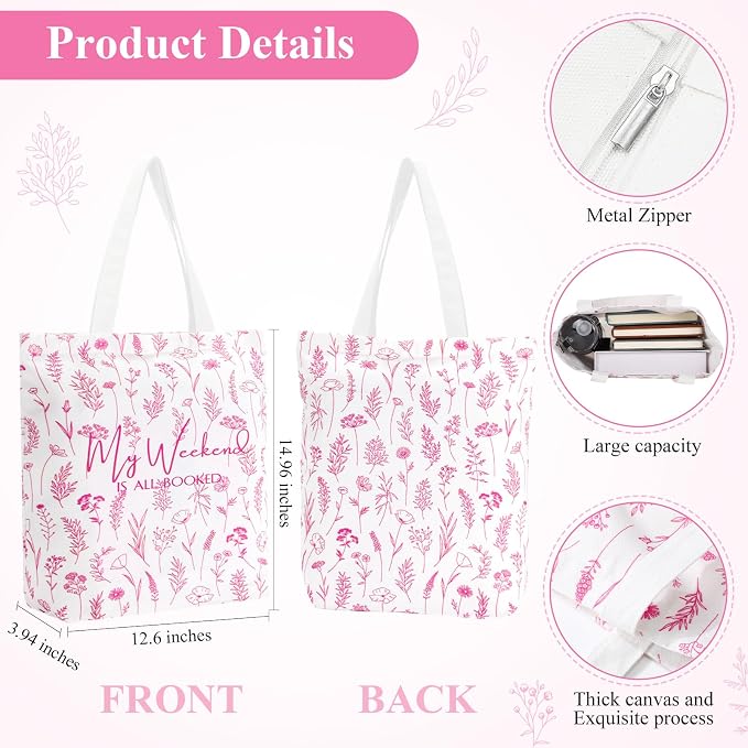 Havawish 14 Pcs Book Lovers Gift for Women 16 oz Glass Cup Tote Bag A6 Journal Notebook Pens Highlighters Sticky Notes Back to School Teacher Librarian Bookish Book Club(Flesh Pink,Aesthetic)