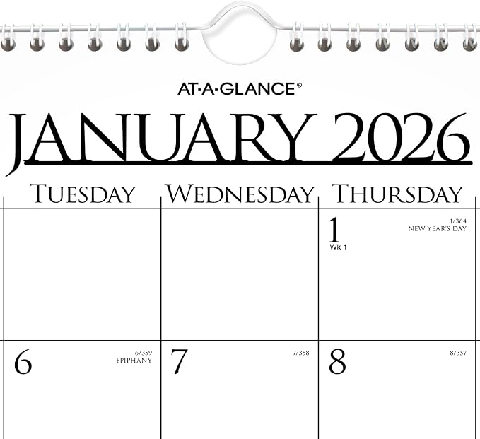 AT-A-GLANCE 2026 Wall Calendar, Monthly, 15" x 12", Medium, Business (997-1-26)
