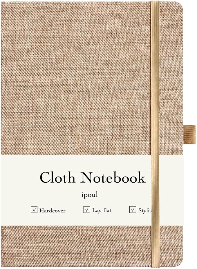 ipoul Hardcover Notebook, Lined Journal, Pink, Linen, A5 Cover, 8x6, Lay Flat, Journaling Notebook, Journal for Women, Writing, Office, Work, Study, School Supplies, Minimalism Art