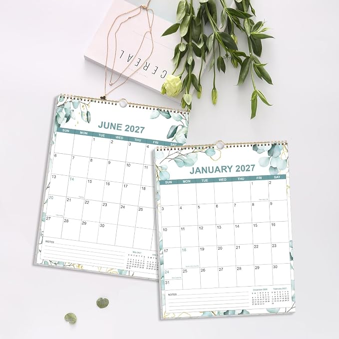 2026-2027 Calendar - Calendar 2026-2027 from July 2026 - December 2027, 18 Months Calendar/Planner with Thick Paper, 12" x 14.5", Vertical, Leaf