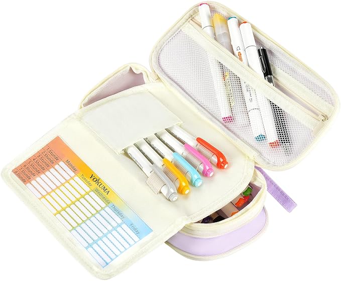 YOKUMA Pencil Case Cute Pencil Pouch for Girls Big Capacity Pen Bag Box, Kawaii Aesthetic College School Supplies for Student Teen Adults Preppy, Purple