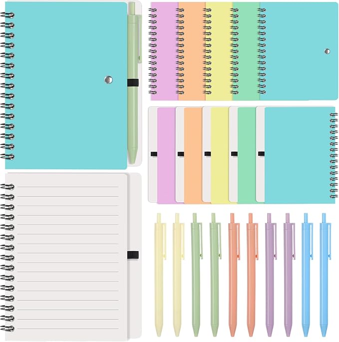 Resurhang 30 Sets Small Notebook Journal with Pen Bulk 4.5 * 5.5 Inch Pocket Size Spiral Lined Notepad for Women Men 100 Pages Notebook Employee Appreciation Gift for Work Study (Pastel)