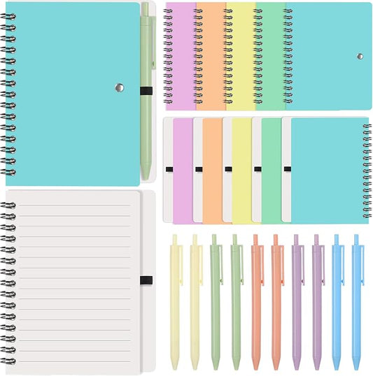 Resurhang 30 Sets Small Notebook Journal with Pen Bulk 4.5 * 5.5 Inch Pocket Size Spiral Lined Notepad for Women Men 100 Pages Notebook Employee Appreciation Gift for Work Study (Pastel)