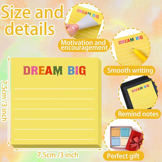Yinder 24 Pcs Sticky Notes Gifts Bulk,Motivational,Light Color