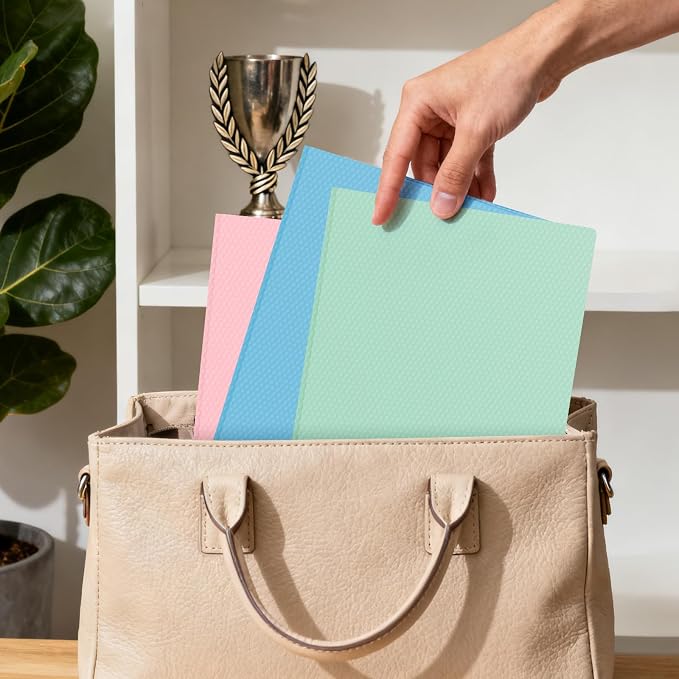 60-Pack Plastic andPockets and Prongs,2-Pocket and3 Fasteners, Pastel Folders Holds 8-1/2" x 11" Paper for School/Office/Home, Green