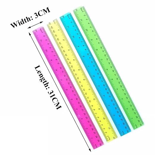 Ruler 12 inch Rulers for Kids Plastic Clear Ruler Bulk for Classroom School Must Haves Supplies Tools Elementary Ruller with Centimeters