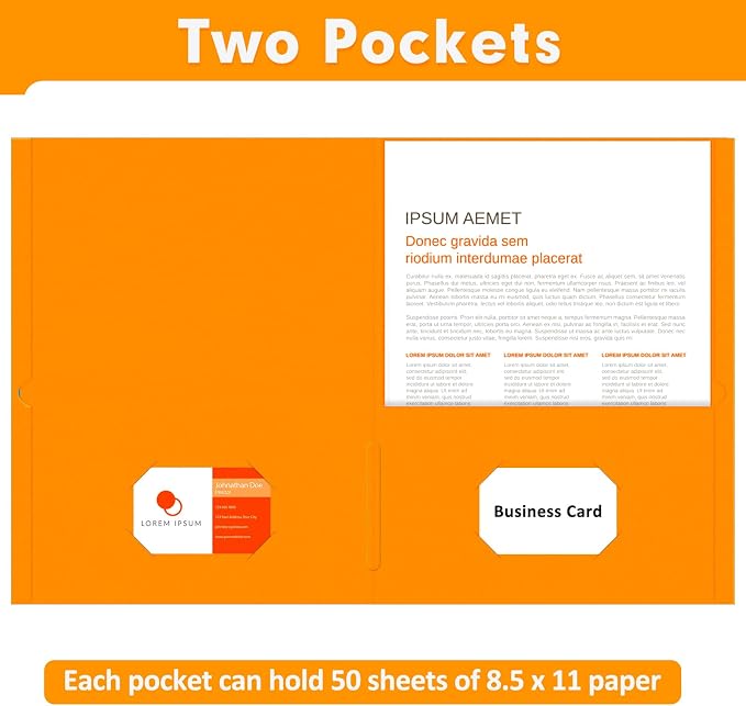 Two Pocket Folders, PANDRI 30 Pack 2 Pocket Folders, Letter Size Paper File Folder for School Office Home Business, Orange