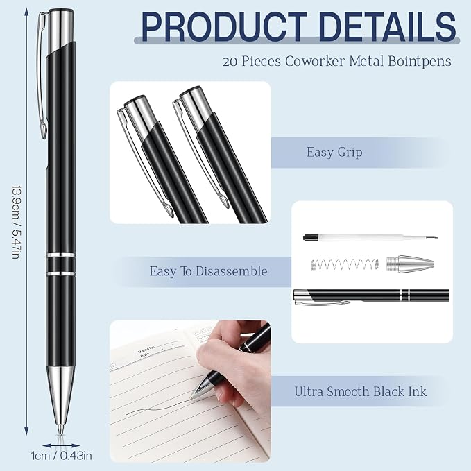 Colarr 40 Pcs Appreciation Gifts Bulk Inspirational PU Leather Notebook Journal & Pen Set Thank You Gifts for Staff, Employees, Coworkers, Nurses(Black,Team)