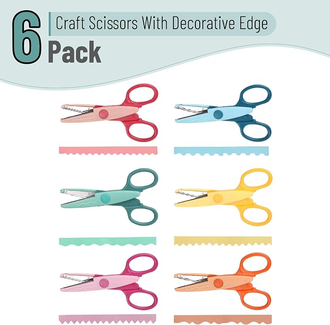 Mr. Pen- Craft Scissors Decorative Edge, 6 Pack, Sunny Meadows | Zig Zag Scissors for Crafting, Scrapbooking, Fancy, Pattern, Design