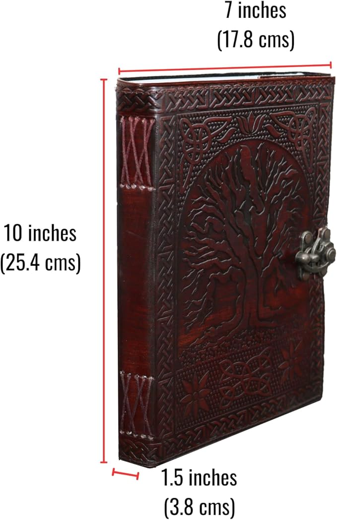 jaald 25 cm Blank Book Tree of Life grimoire leather journal book of shadows spell book leather diary journal notebook sketchbook for artists
