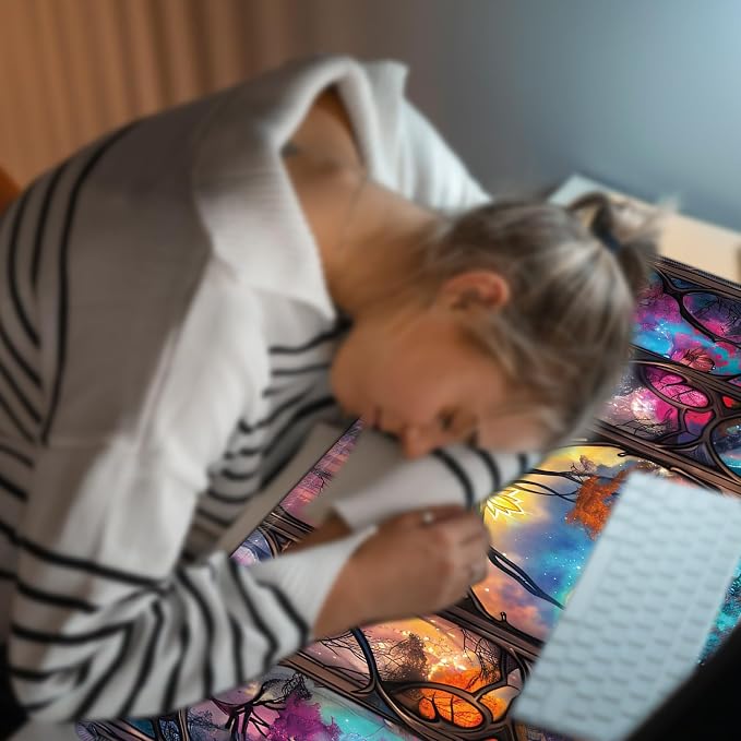 Heated Desk Pad Large Mouse Pad 31.5 x 13 inch with 3 Levels Heating & Auto Shut-Off Warm Mouse pad PU Leather Computer Mousepad for Home Office Work - Galaxy Tree Moon