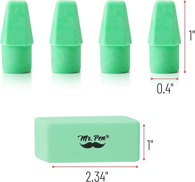 Mr. Pen- School Eraser Combination Set, 66 Pack, Green | Latex Free Erasers for School, Office, Art Sketching, Homework, Exams, Clean Smudge-Free Correction