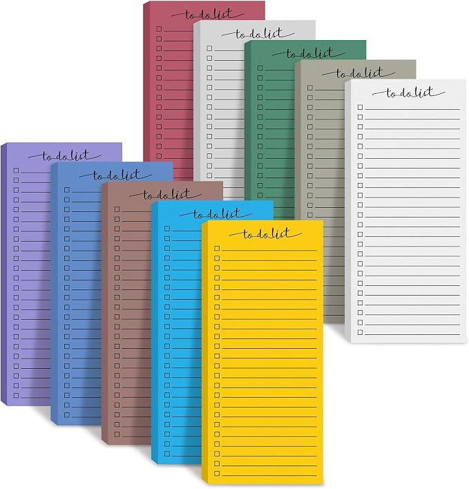 Censen 10 Pack 500 Sheets to Do List Notes Daily Checklist Notepad with 50 Sheets Undated Memo Pad Color Block Shopping List Weekly Plan Notepad Organizer Planners(Assorted Color,Lined)