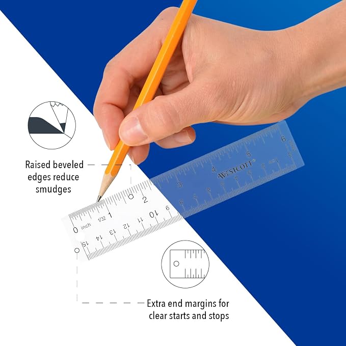 Westcott 10561 Acrylic Clear Ruler, 6 in