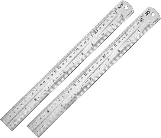ZZTX Metal Ruler 12 Inches Stainless Steel 2 Pack | Rust-proof, Straight edge, Precise markings, Clear read