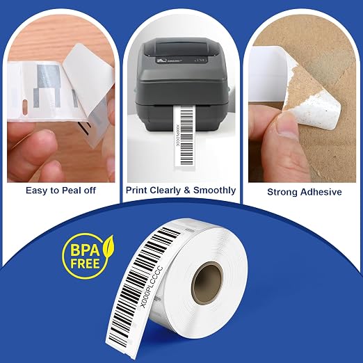 L LIKED 10 Rolls 1-1/8"x3-1/2 Labels, Compatible Dymo/Rollo/Zebra | DYMO 30252 replacement, 3500 labels. Strong adhesive, easy-tear. Compatible with Dymo 450/4XL, Rollo, Zebra.