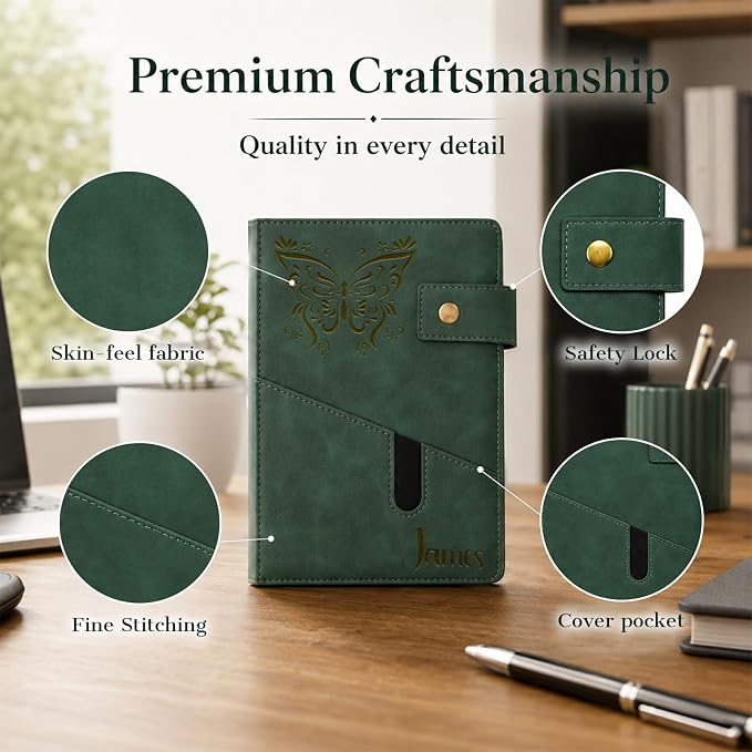 Personalized Leather Journal Gift Set with Gift Box, Custom A5 Notebook & Pen Set, Leather Bound Writing Diary for Men Women, Travel Work School Gifts
