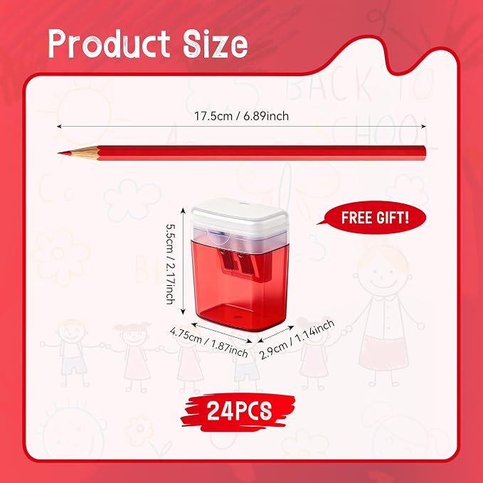 24Piece Red Colored Pencils Set with Sharpener, Pre-Sharpened Professional Wooden Art Pencils for Artists Drawing and Sketching, Premium Colored Tone Supplies Delivering Detailed Painting(Red)