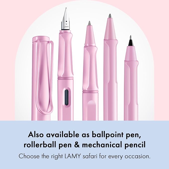 LAMY safari lightrose - Fountain Pen with ergonomic grip & polished steel nib in size F - ideal for any Writing & Calligraphy - including LAMY T 10 blue cartridge - Right-Handed | Lamy Fountain pen with ergonomic grip - robust ASA plastic - incl. LAMY ...